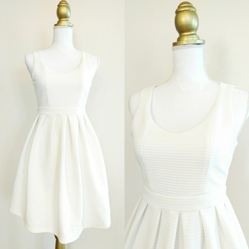 Cutout Fit and Flare White Dress